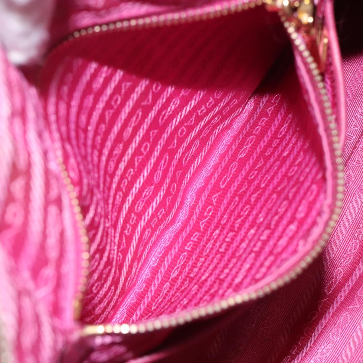 PRADA Hand Bag Nylon Pink Gold Auth 134403