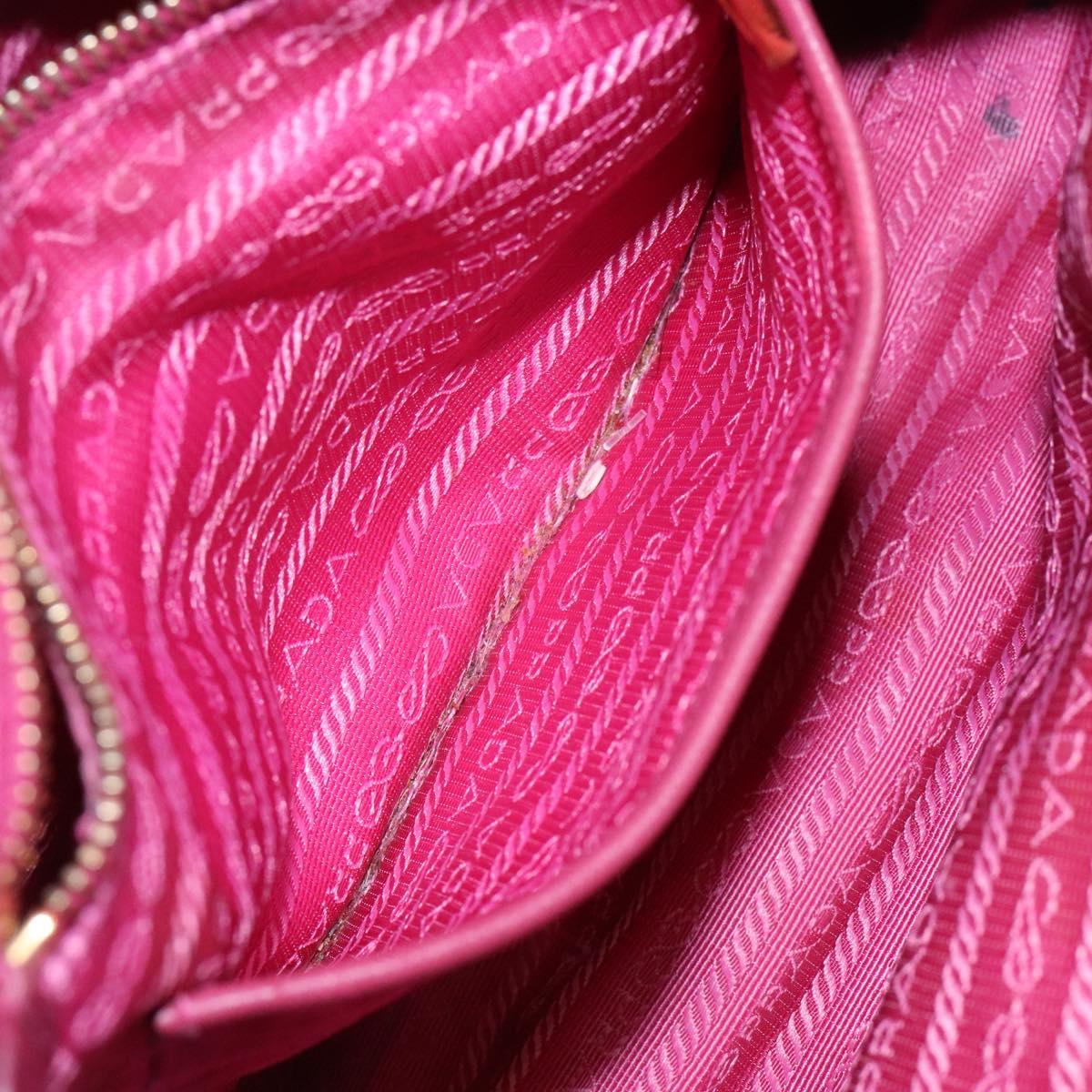 PRADA Hand Bag Nylon Pink Gold Auth 134403
