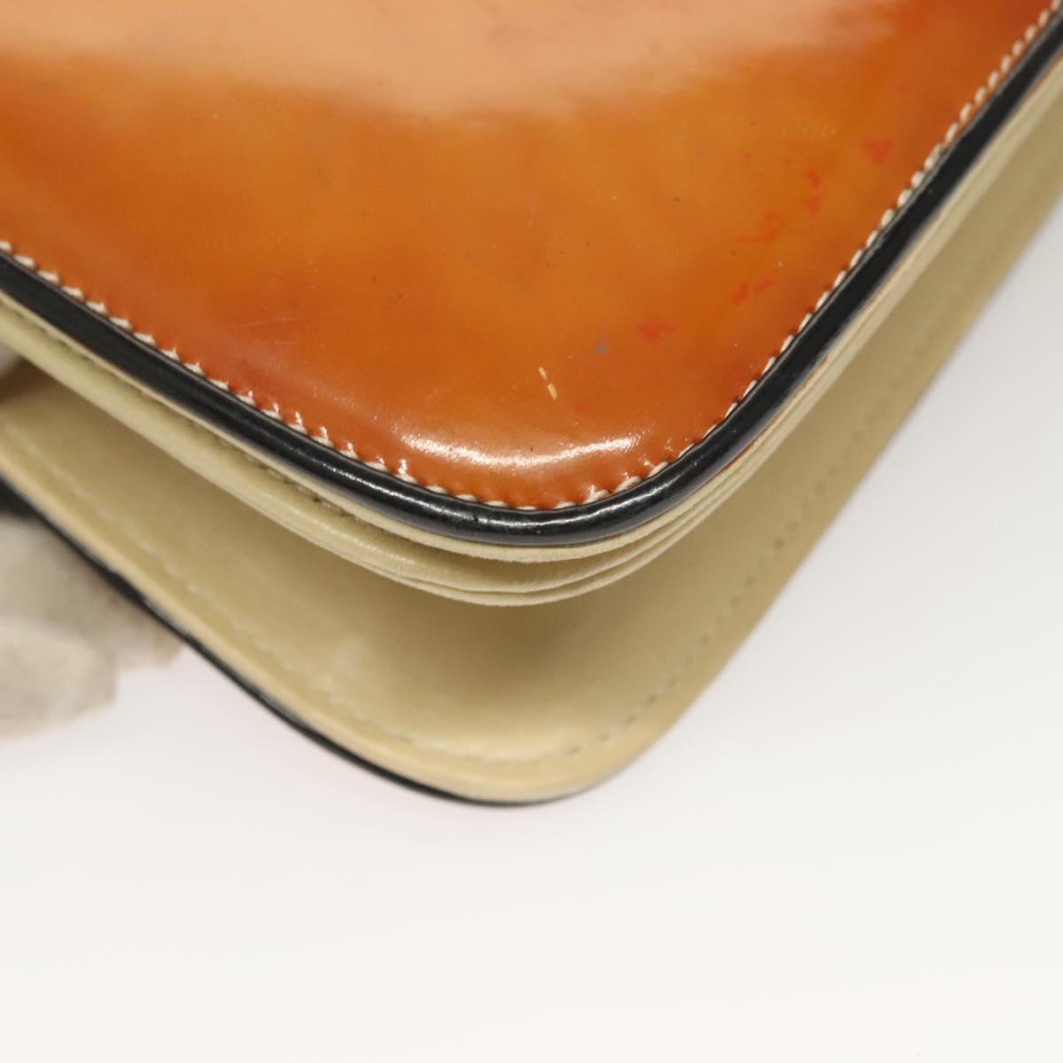 CHANEL Chain Shoulder Bag Enamel Gold Brown CC Auth 134433