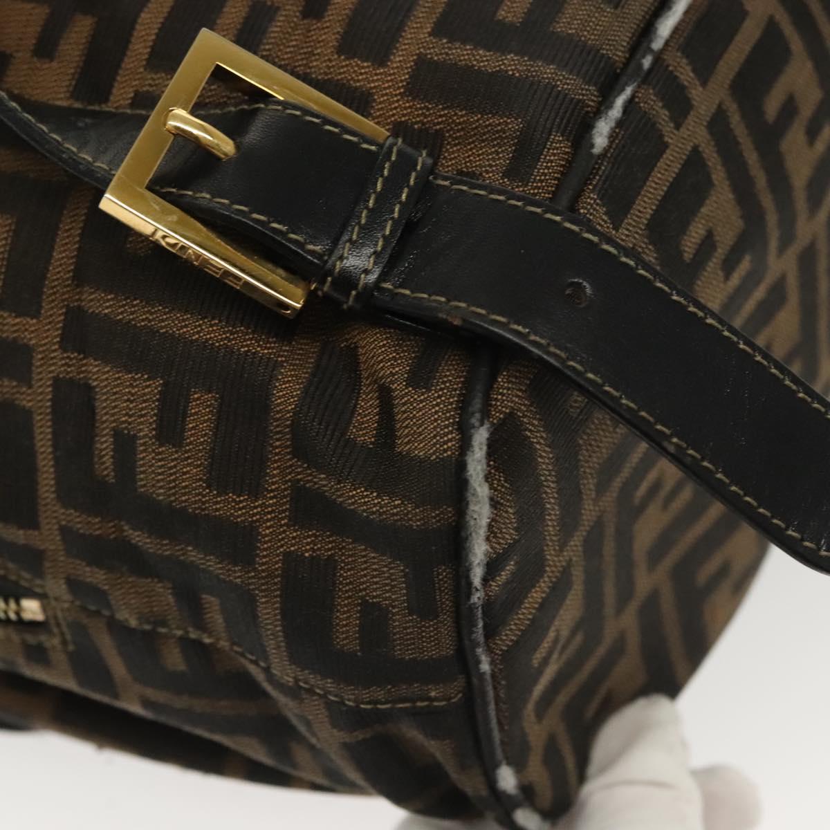 FENDI Zucca Canvas Backpack Black Brown Auth 134435