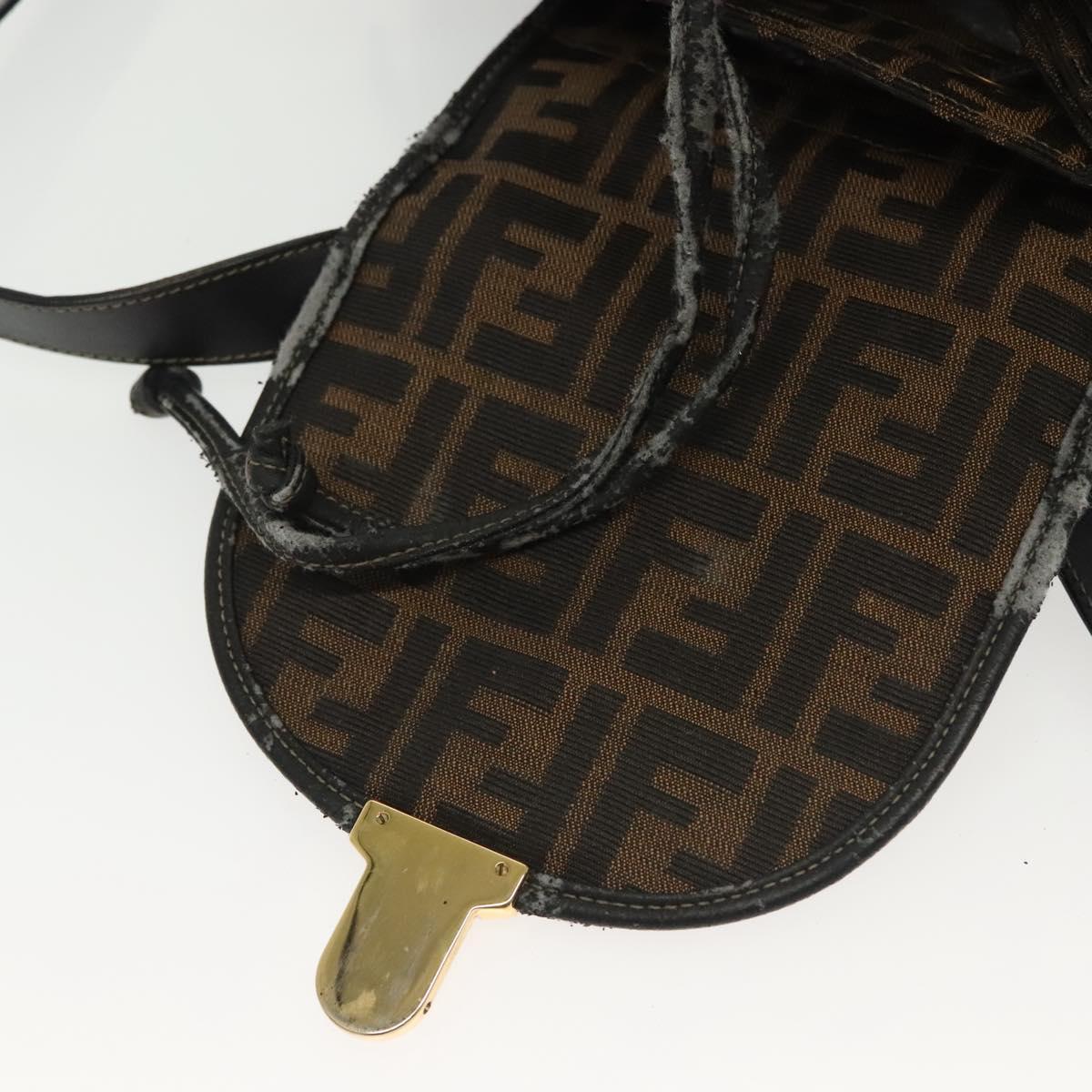 FENDI Zucca Canvas Backpack Black Brown Auth 134435
