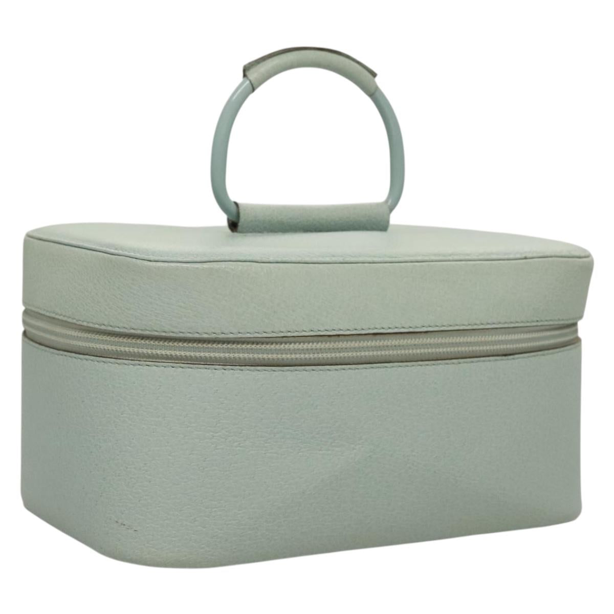 GUCCI Vanity Hand Bag Leather Light Blue 039 1705 0710 Auth 134448