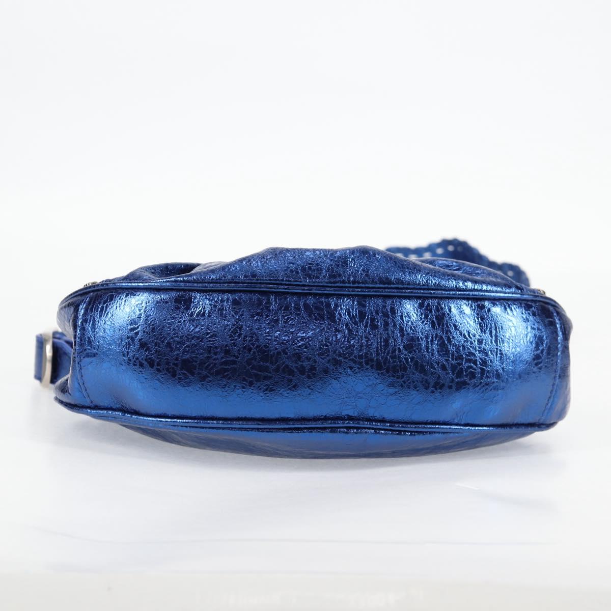 BALENCIAGA Luka Goal Shoulder Bag Leather Blue Silver 671309 Auth 134466M