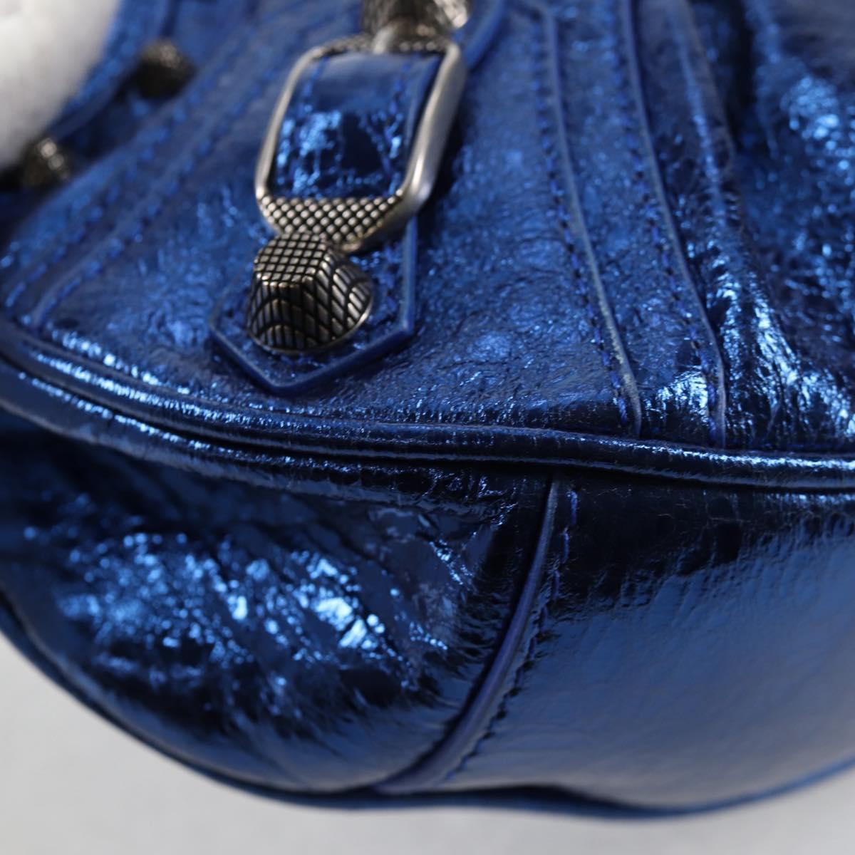 BALENCIAGA Luka Goal Shoulder Bag Leather Blue Silver 671309 Auth 134466M