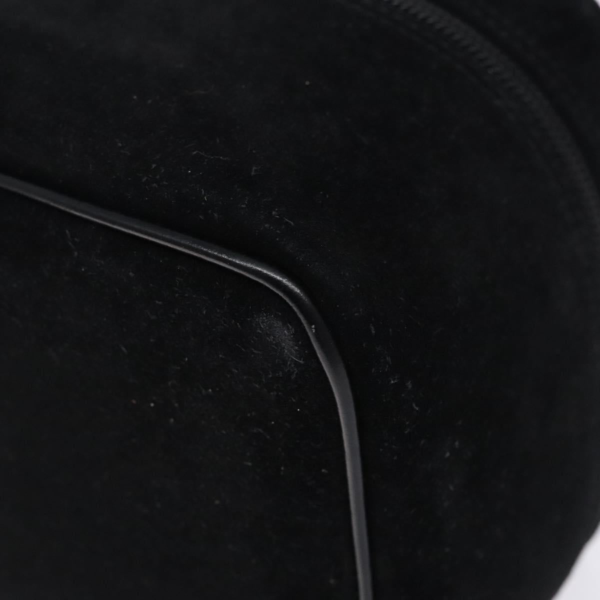 GUCCI Vanity Cosmetic Pouch Suede Black Silver 032 1705 0140 Auth 134479