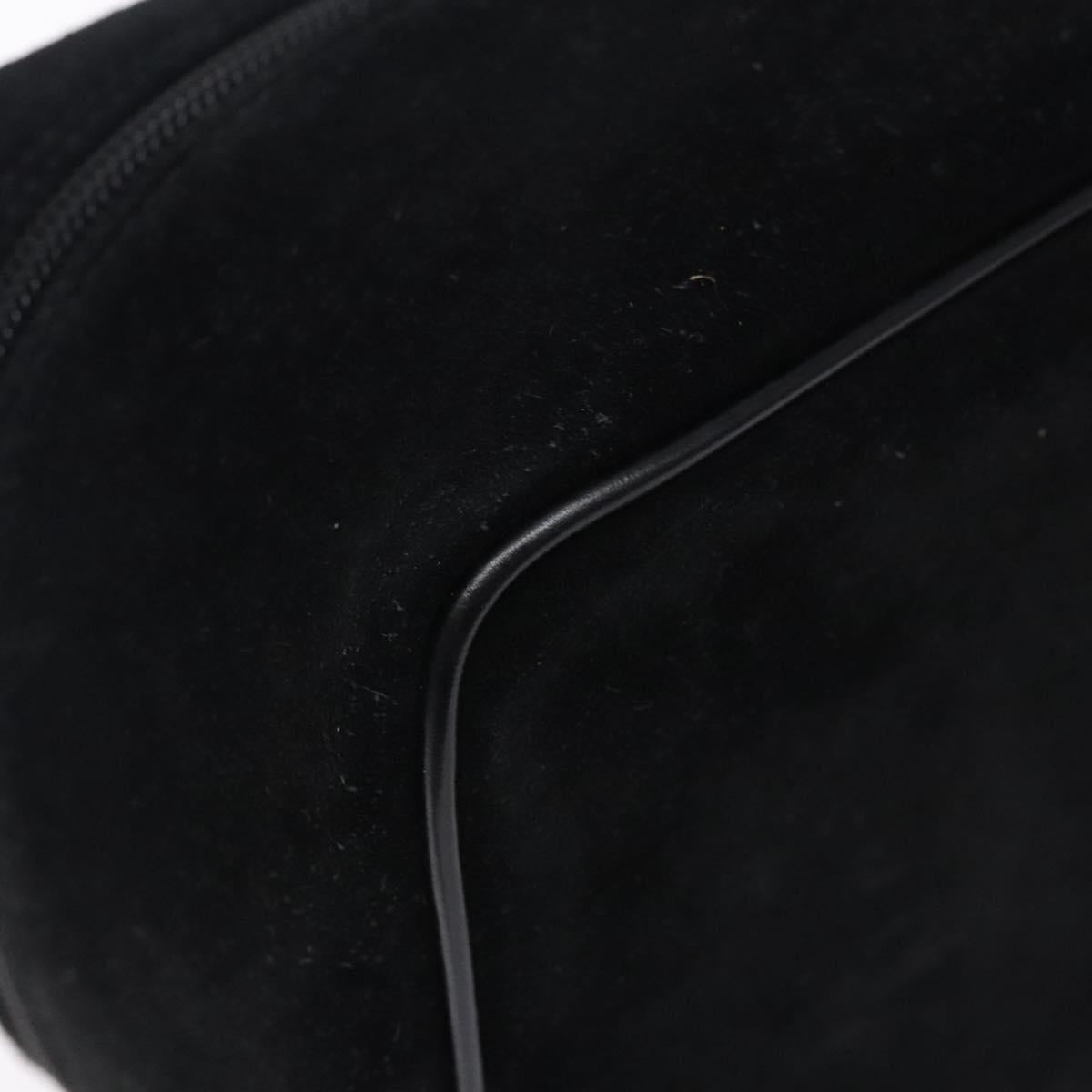GUCCI Vanity Cosmetic Pouch Suede Black Silver 032 1705 0140 Auth 134479