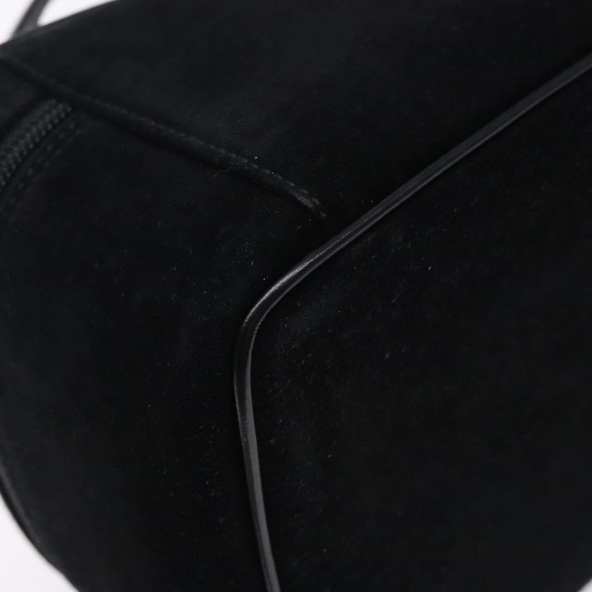 GUCCI Vanity Cosmetic Pouch Suede Black Silver 032 1705 0140 Auth 134479