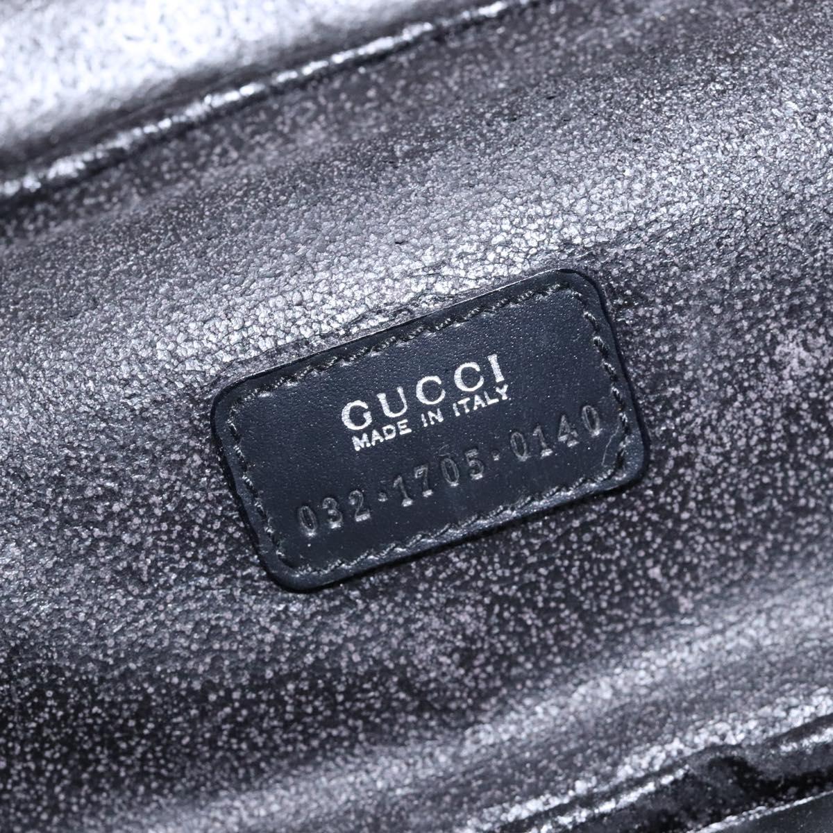 GUCCI Vanity Cosmetic Pouch Suede Black Silver 032 1705 0140 Auth 134479