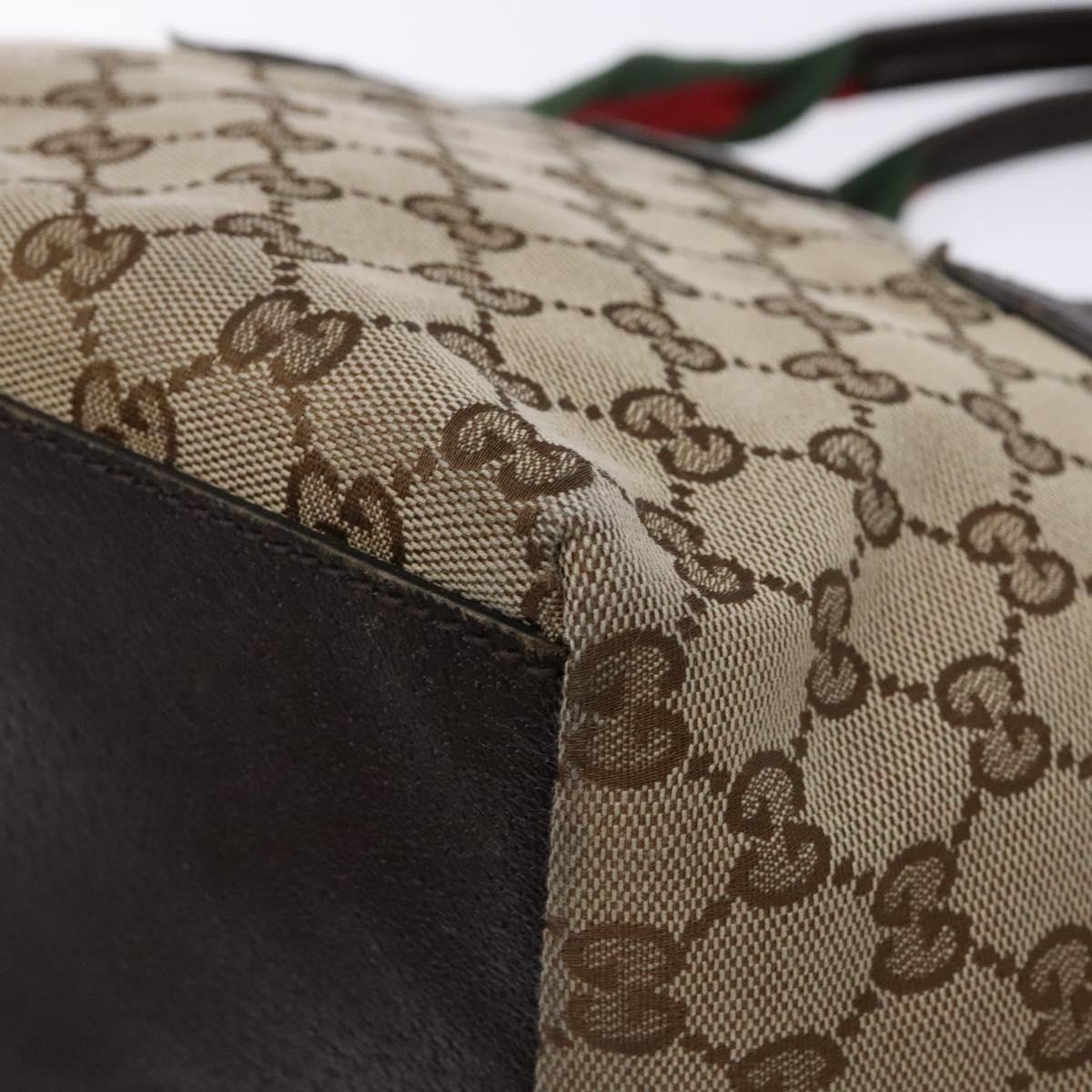 GUCCI GG Canvas Web Sherry Line Hand Bag Beige Red Green 131228 Auth 134493