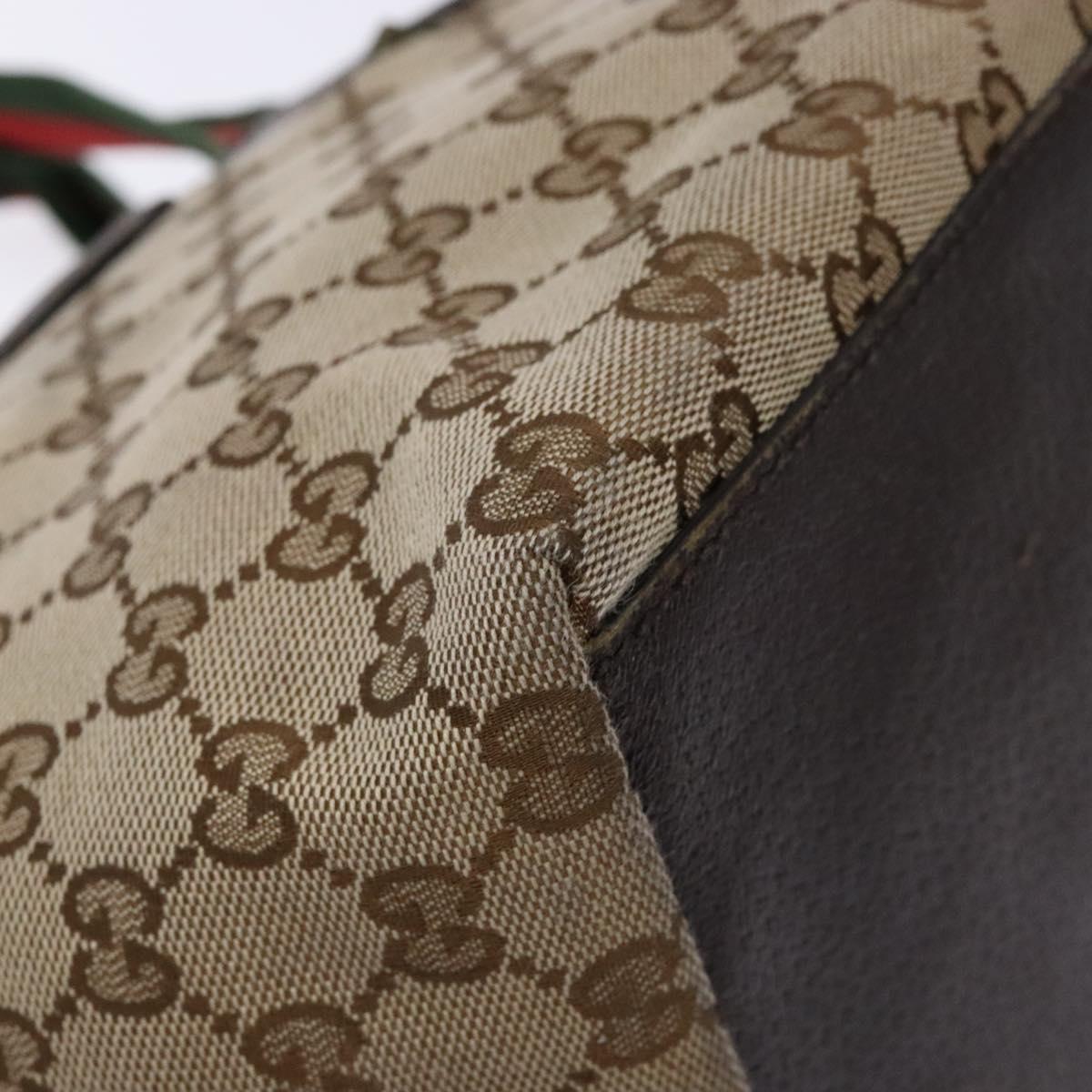 GUCCI GG Canvas Web Sherry Line Hand Bag Beige Red Green 131228 Auth 134493