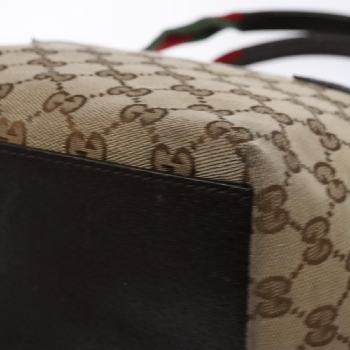 GUCCI GG Canvas Web Sherry Line Hand Bag Beige Red Green 131228 Auth 134493