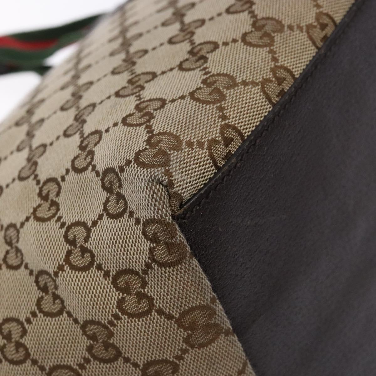GUCCI GG Canvas Web Sherry Line Hand Bag Beige Red Green 131228 Auth 134493
