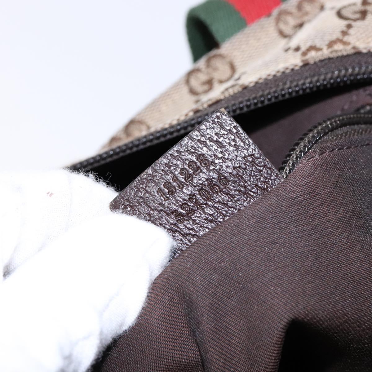 GUCCI GG Canvas Web Sherry Line Hand Bag Beige Red Green 131228 Auth 134493