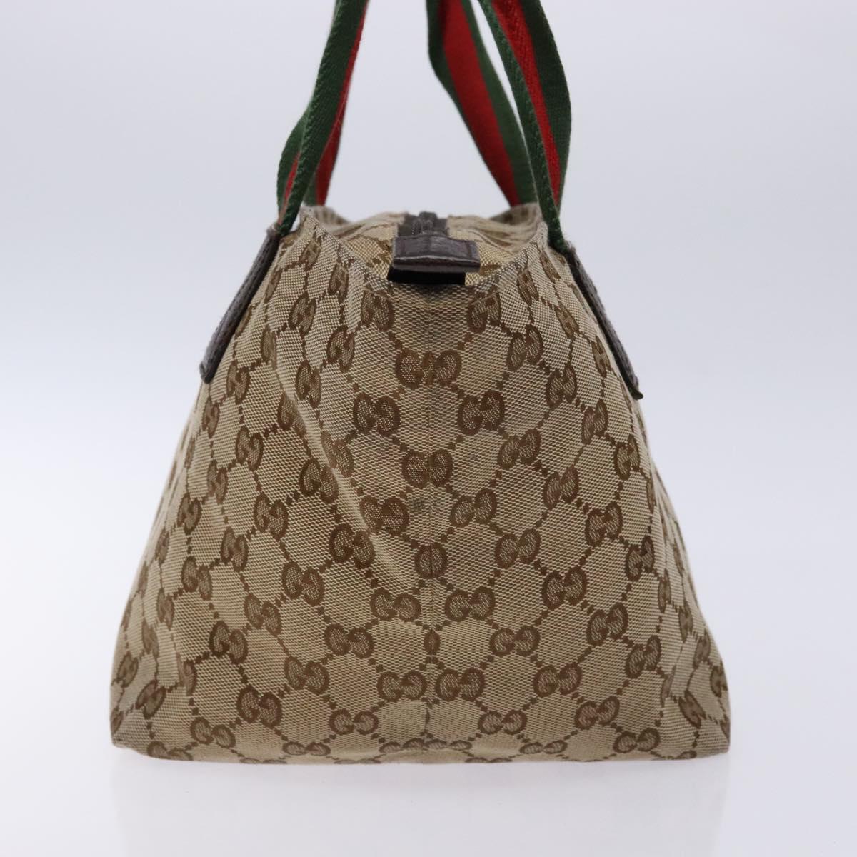 GUCCI GG Canvas Web Sherry Line Hand Bag Beige Red Green 131228 Auth 134493