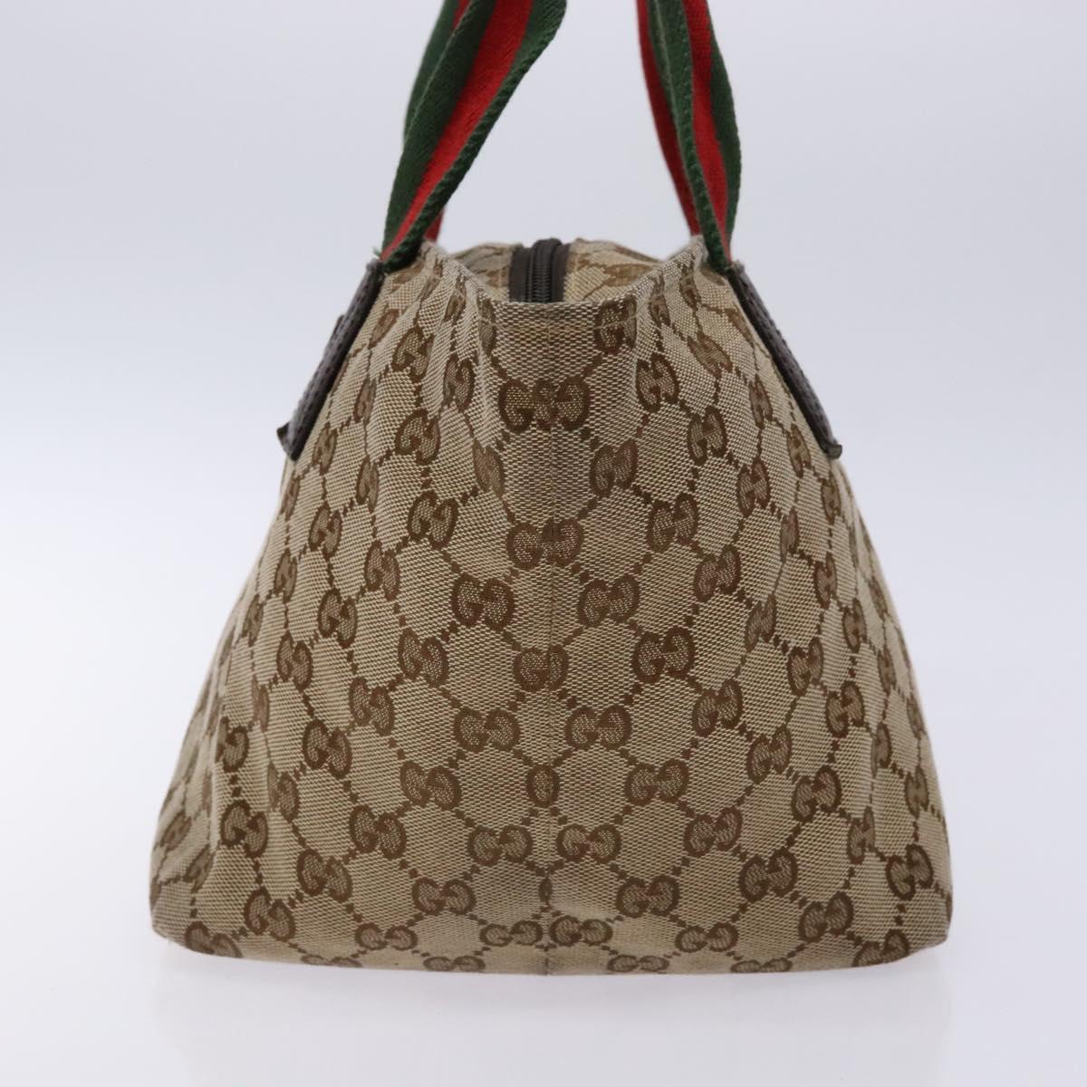 GUCCI GG Canvas Web Sherry Line Hand Bag Beige Red Green 131228 Auth 134493
