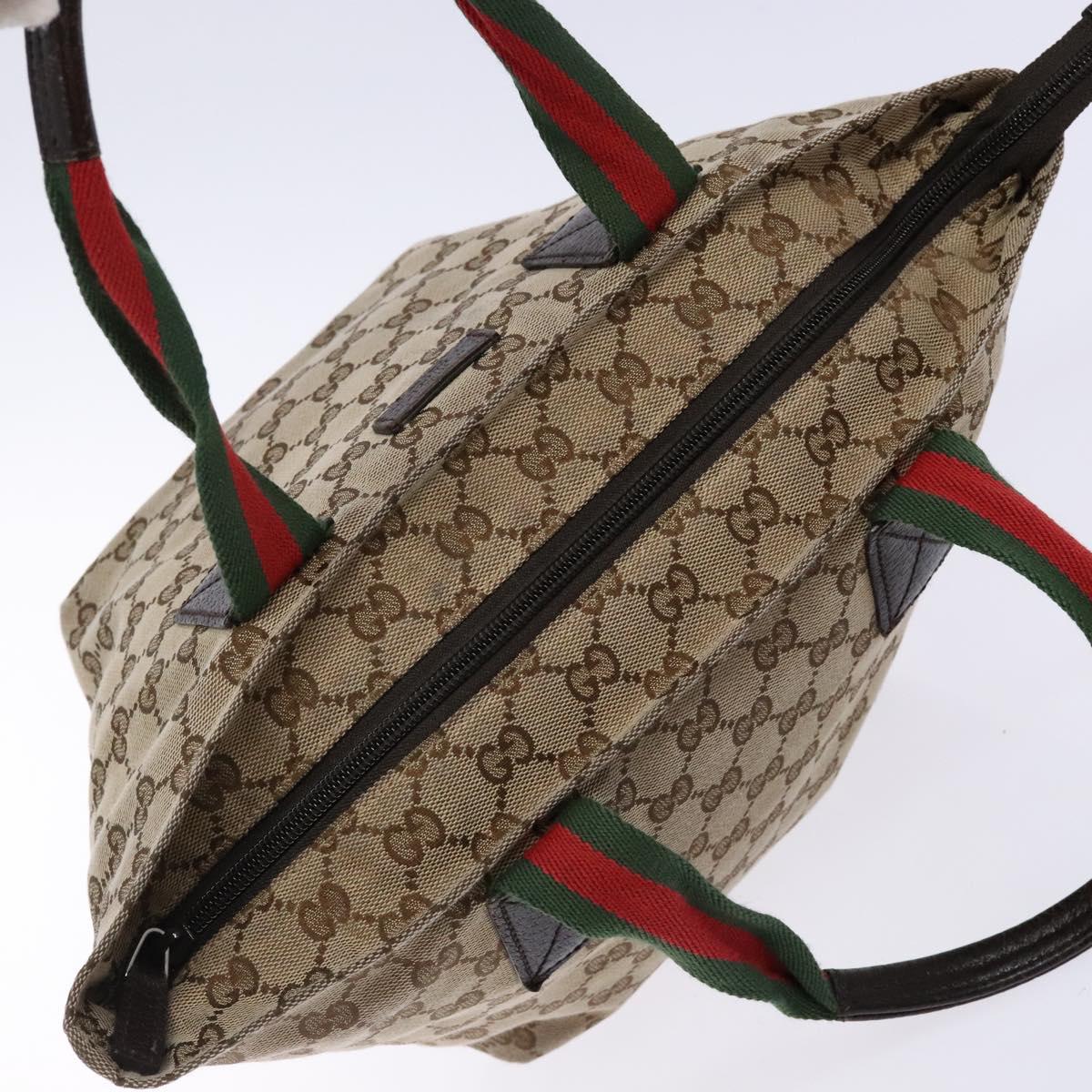 GUCCI GG Canvas Web Sherry Line Hand Bag Beige Red Green 131228 Auth 134493