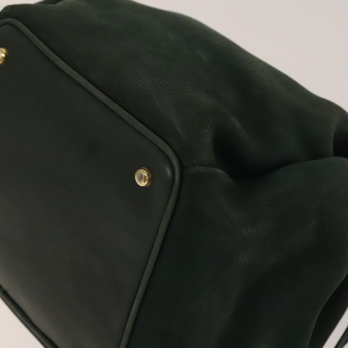 CELINE Shoulder Bag Leather Green Gold Auth 134496