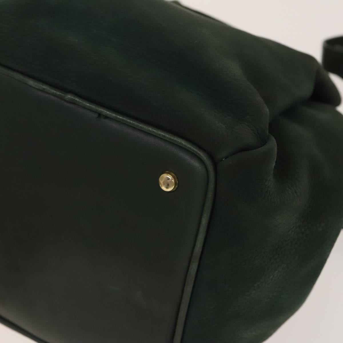 CELINE Shoulder Bag Leather Green Gold Auth 134496