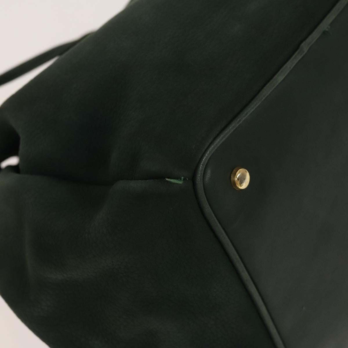 CELINE Shoulder Bag Leather Green Gold Auth 134496