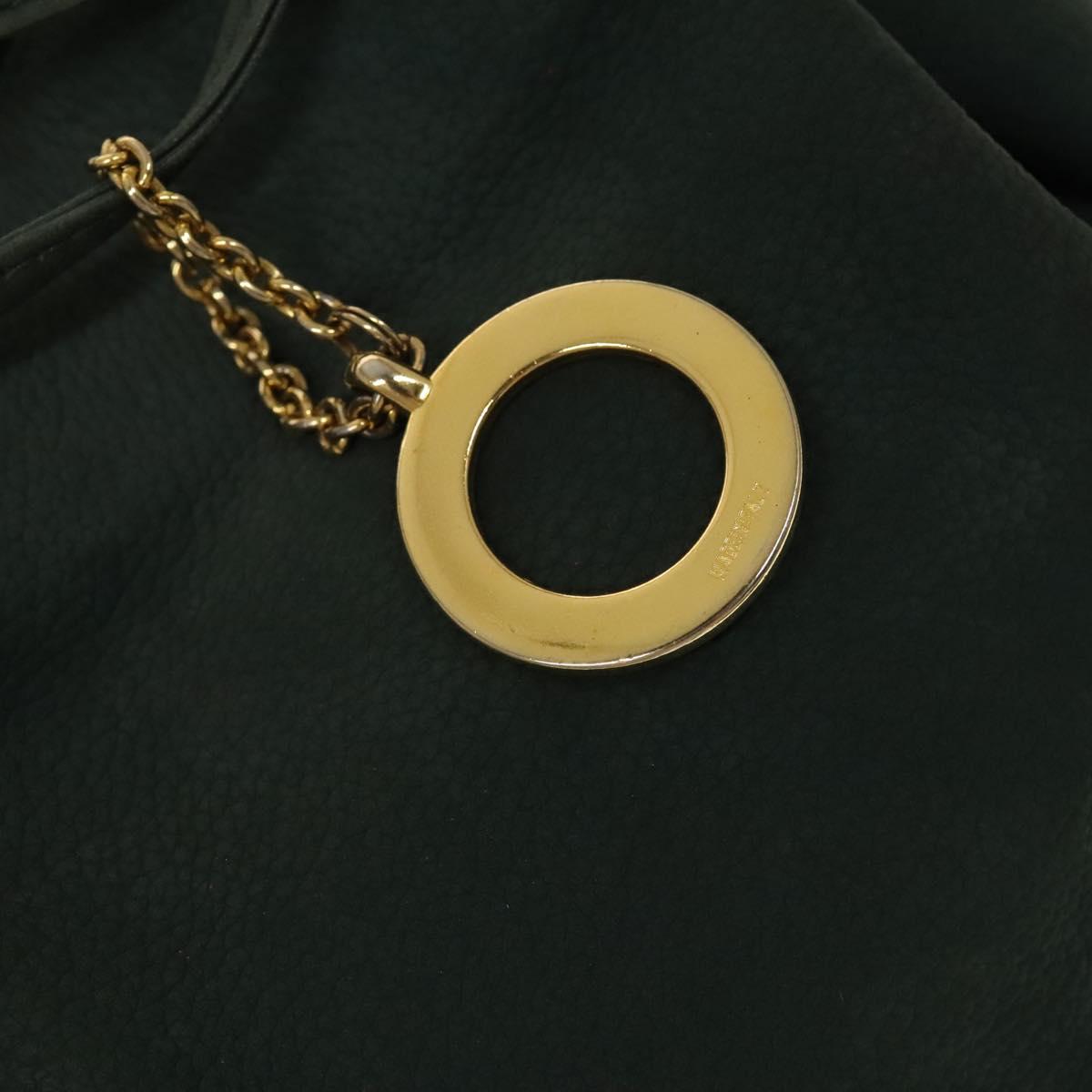 CELINE Shoulder Bag Leather Green Gold Auth 134496