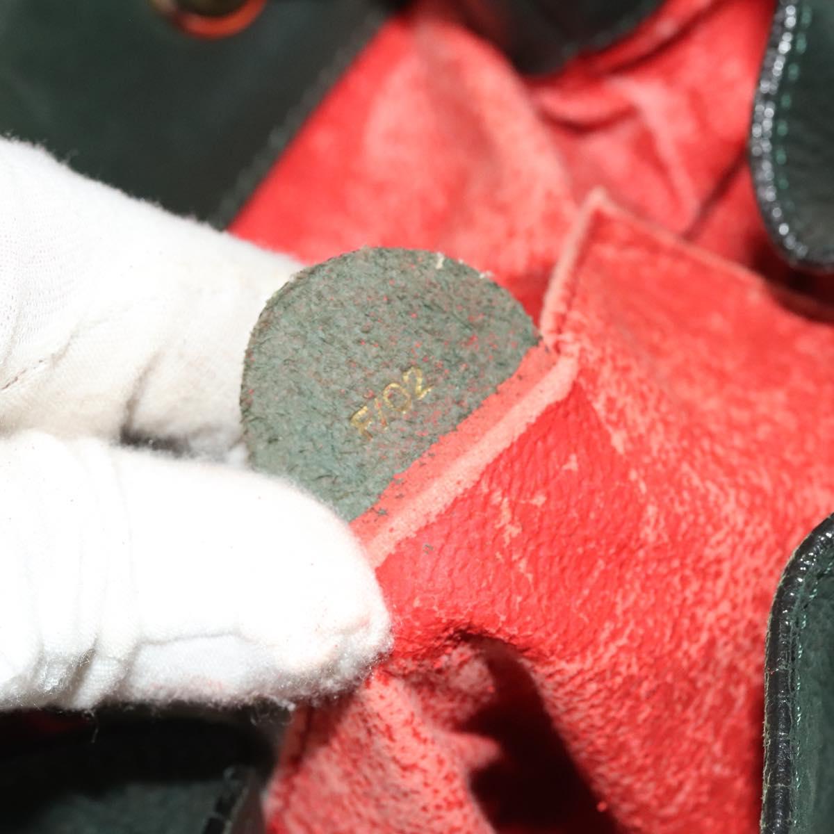 CELINE Shoulder Bag Leather Green Gold Auth 134496