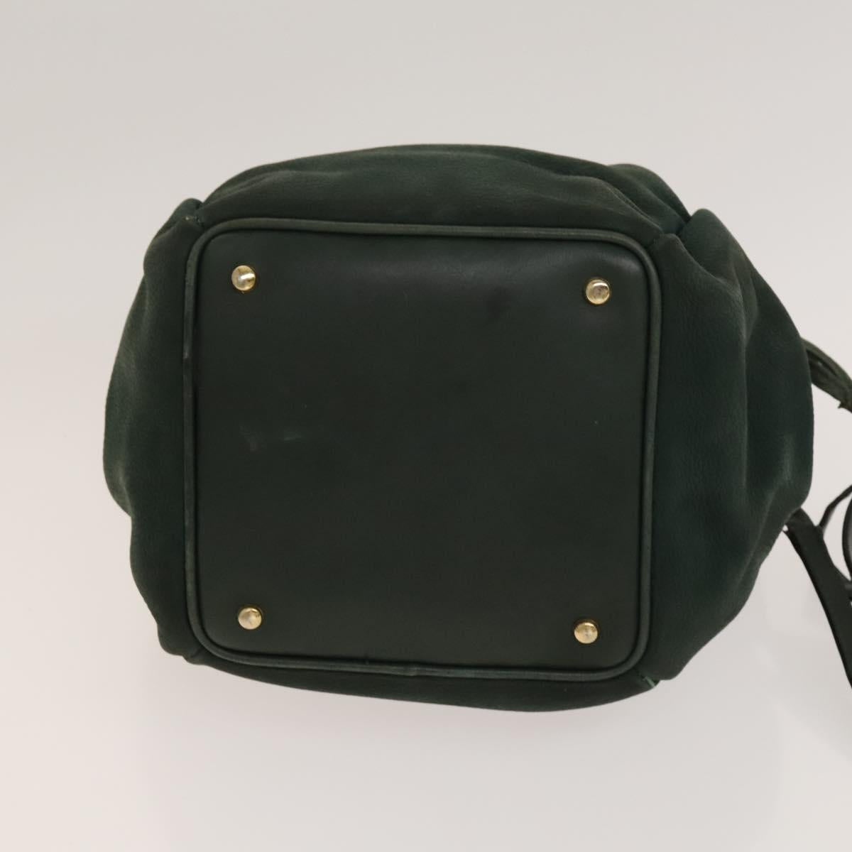CELINE Shoulder Bag Leather Green Gold Auth 134496