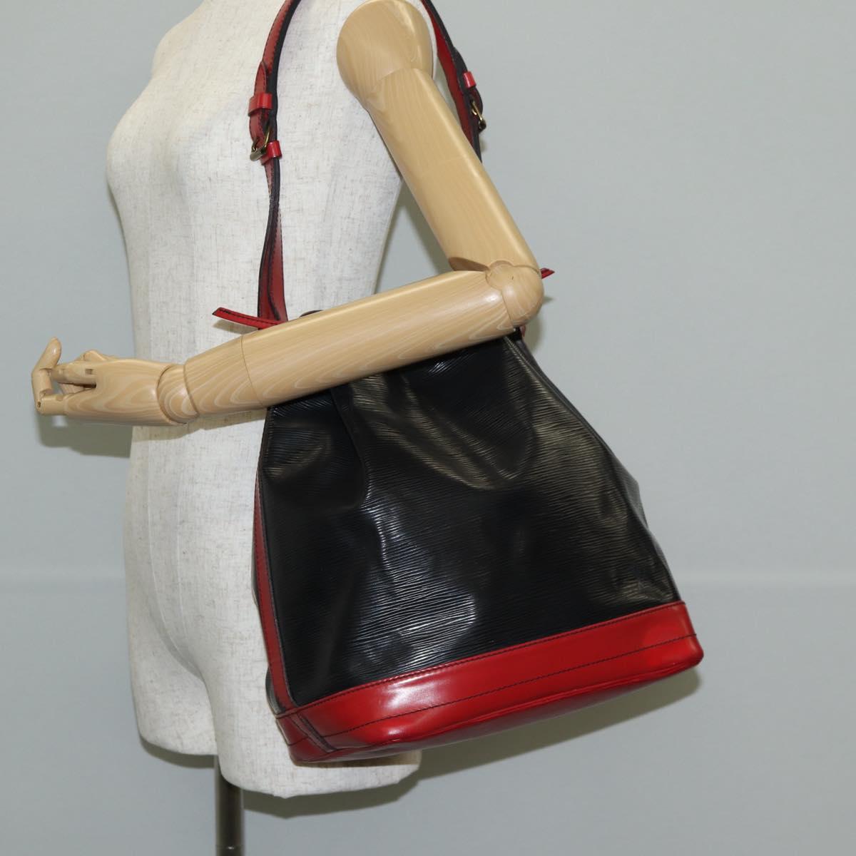 LOUIS VUITTON Epi Noe Shoulder Bag Bicolor Black Red M44017 LV Auth 134512
