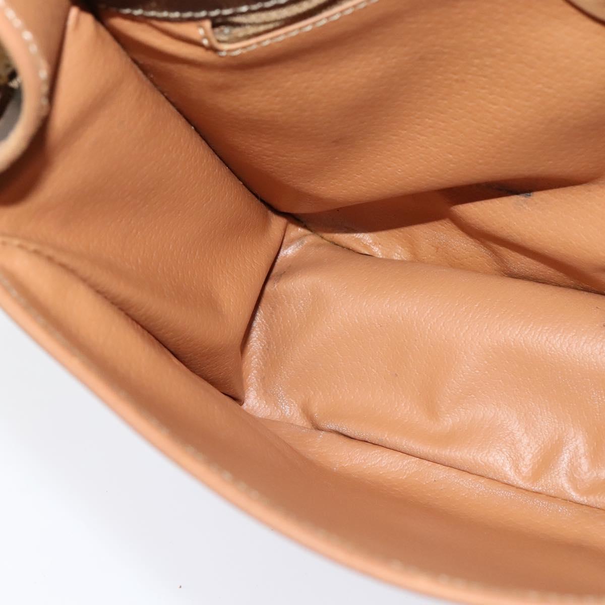 CELINE Macadam Canvas Shoulder Bag PVC Leather Brown Gold Auth 134526