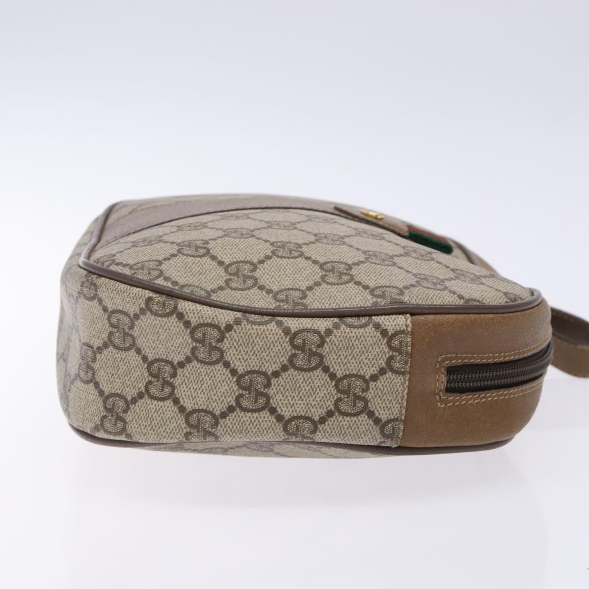 GUCCI GG Supreme Web Sherry Line Clutch Bag PVC Beige Gold 89 01 034 Auth 134532