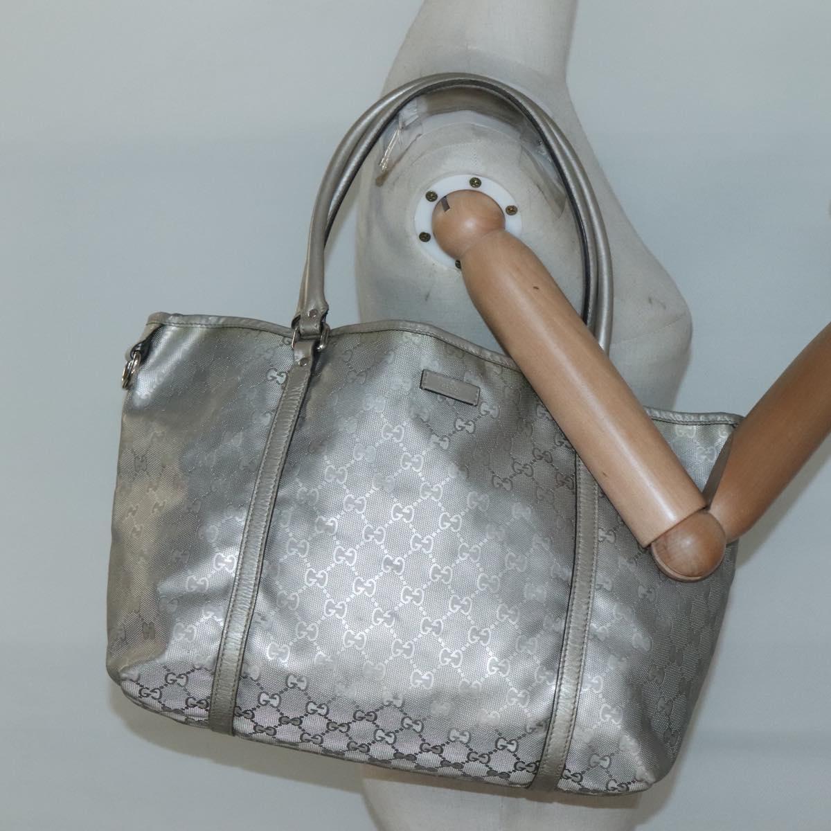 GUCCI GG implementation Tote Bag Silver 197953 Auth 134533