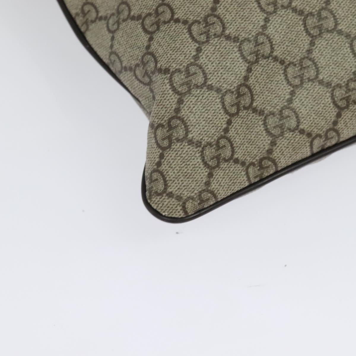 GUCCI GG Supreme Shoulder Bag PVC Leather Beige Silver 141198 Auth 134571
