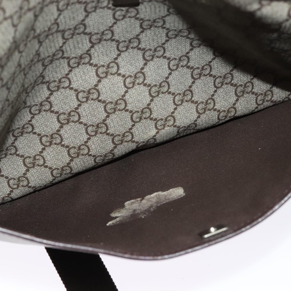 GUCCI GG Supreme Shoulder Bag PVC Leather Beige Silver 141198 Auth 134571