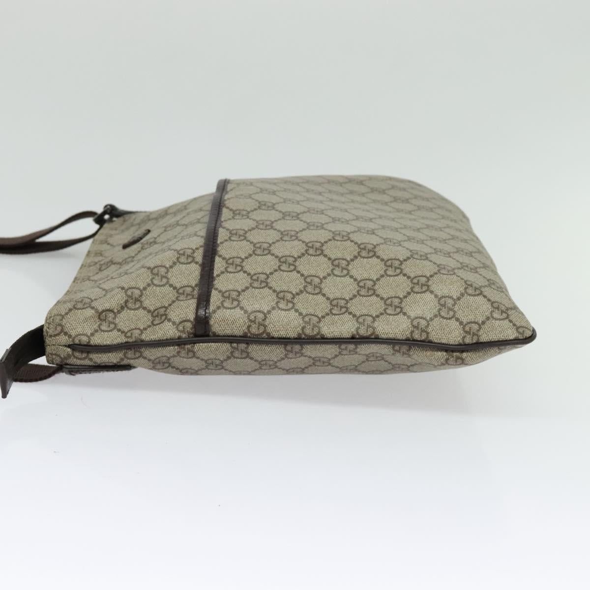 GUCCI GG Supreme Shoulder Bag PVC Leather Beige Silver 141198 Auth 134571