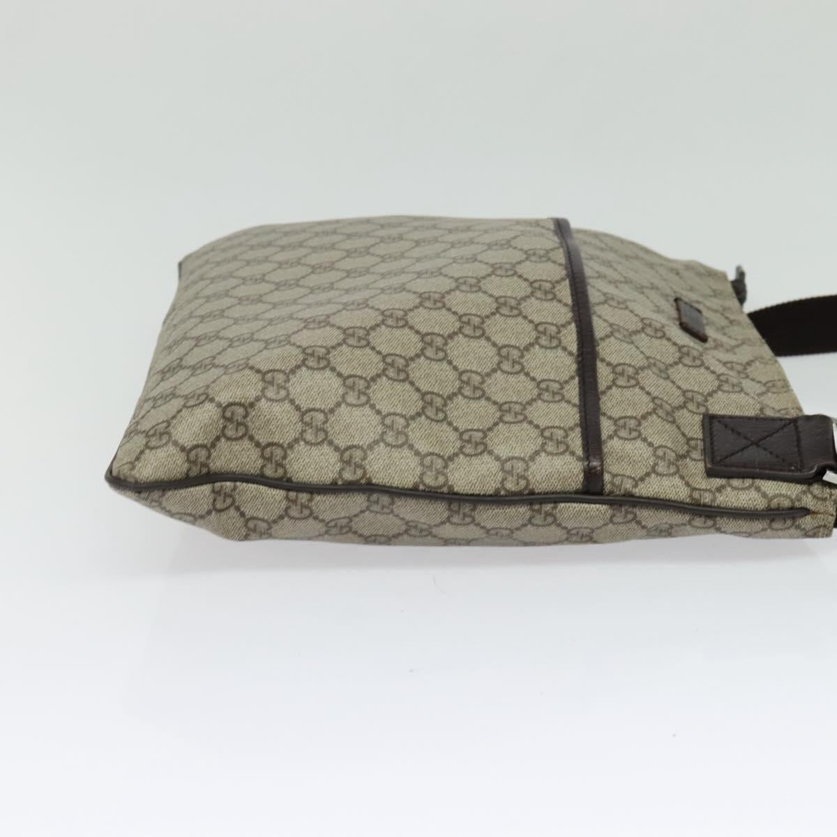 GUCCI GG Supreme Shoulder Bag PVC Leather Beige Silver 141198 Auth 134571