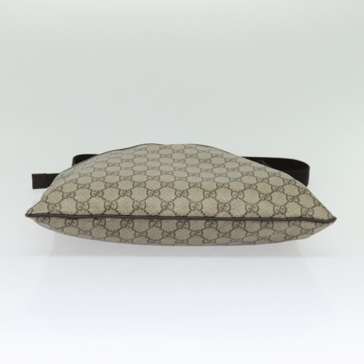 GUCCI GG Supreme Shoulder Bag PVC Leather Beige Silver 141198 Auth 134571