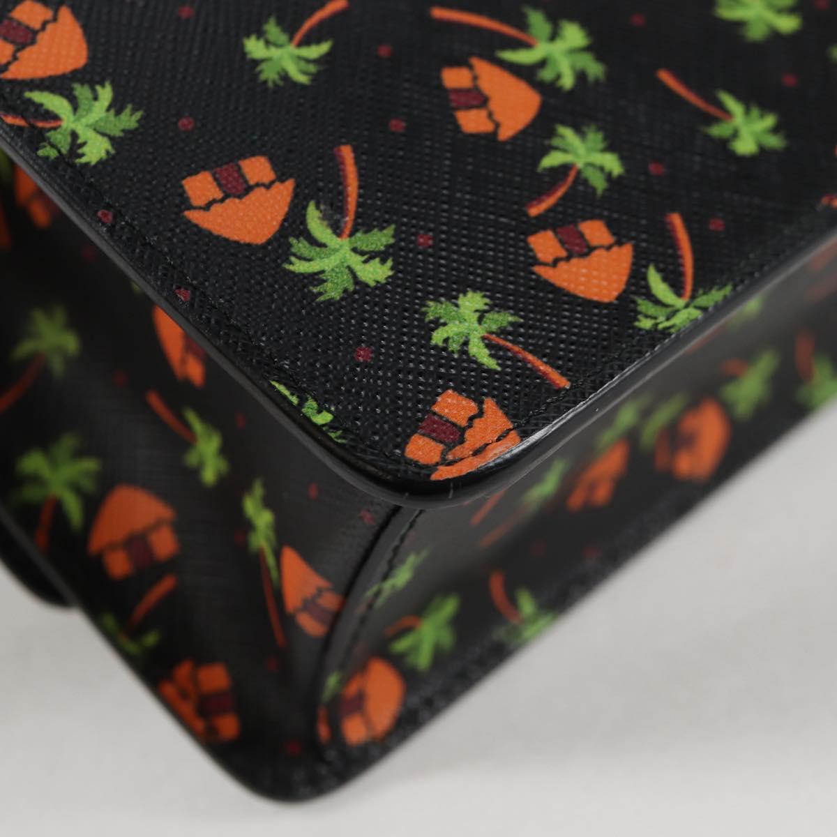 PRADA Shoulder Bag Leather Black Gold Auth 134572V