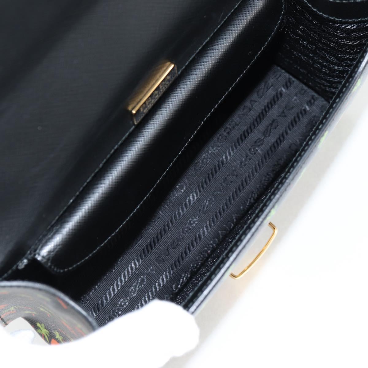 PRADA Shoulder Bag Leather Black Gold Auth 134572V