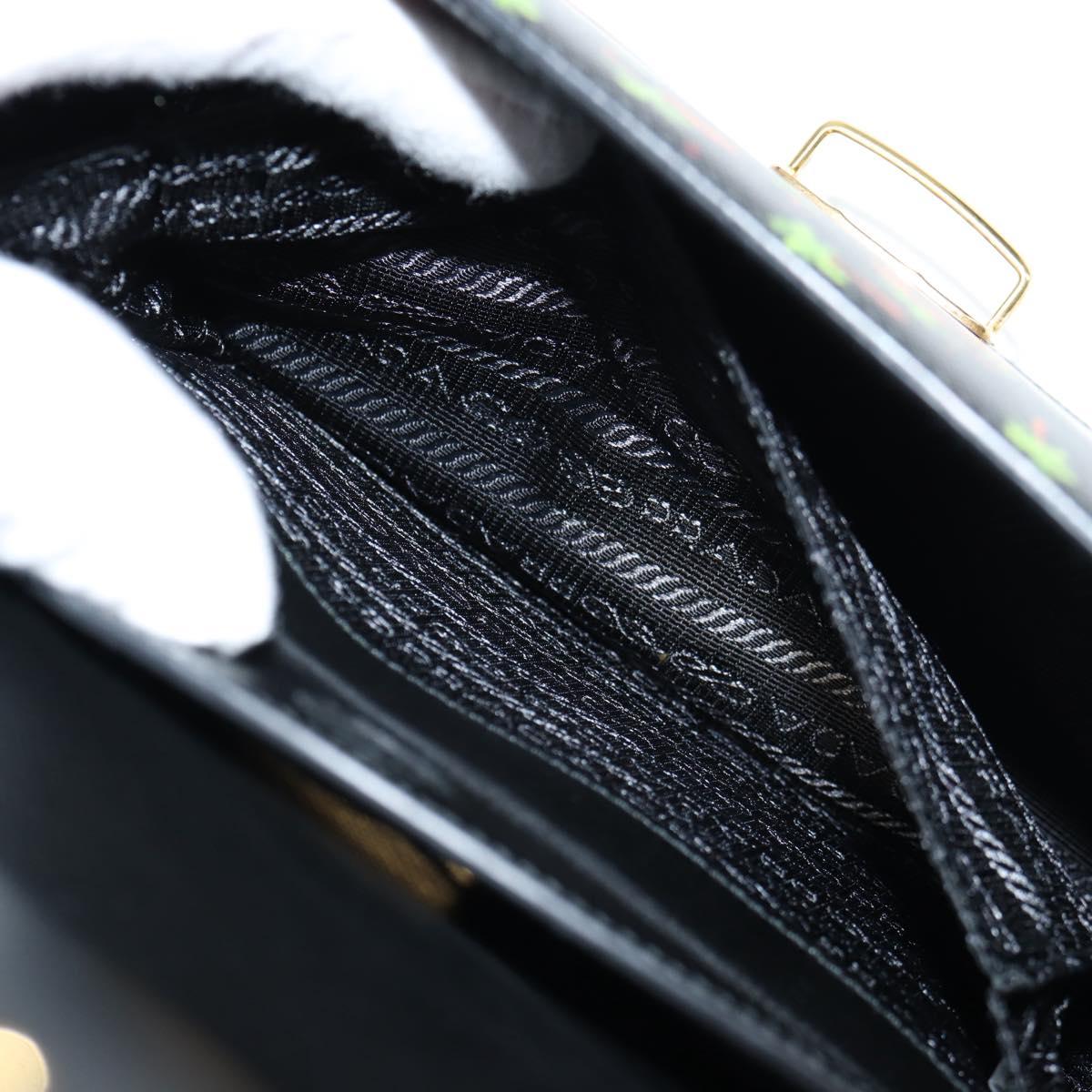 PRADA Shoulder Bag Leather Black Gold Auth 134572V