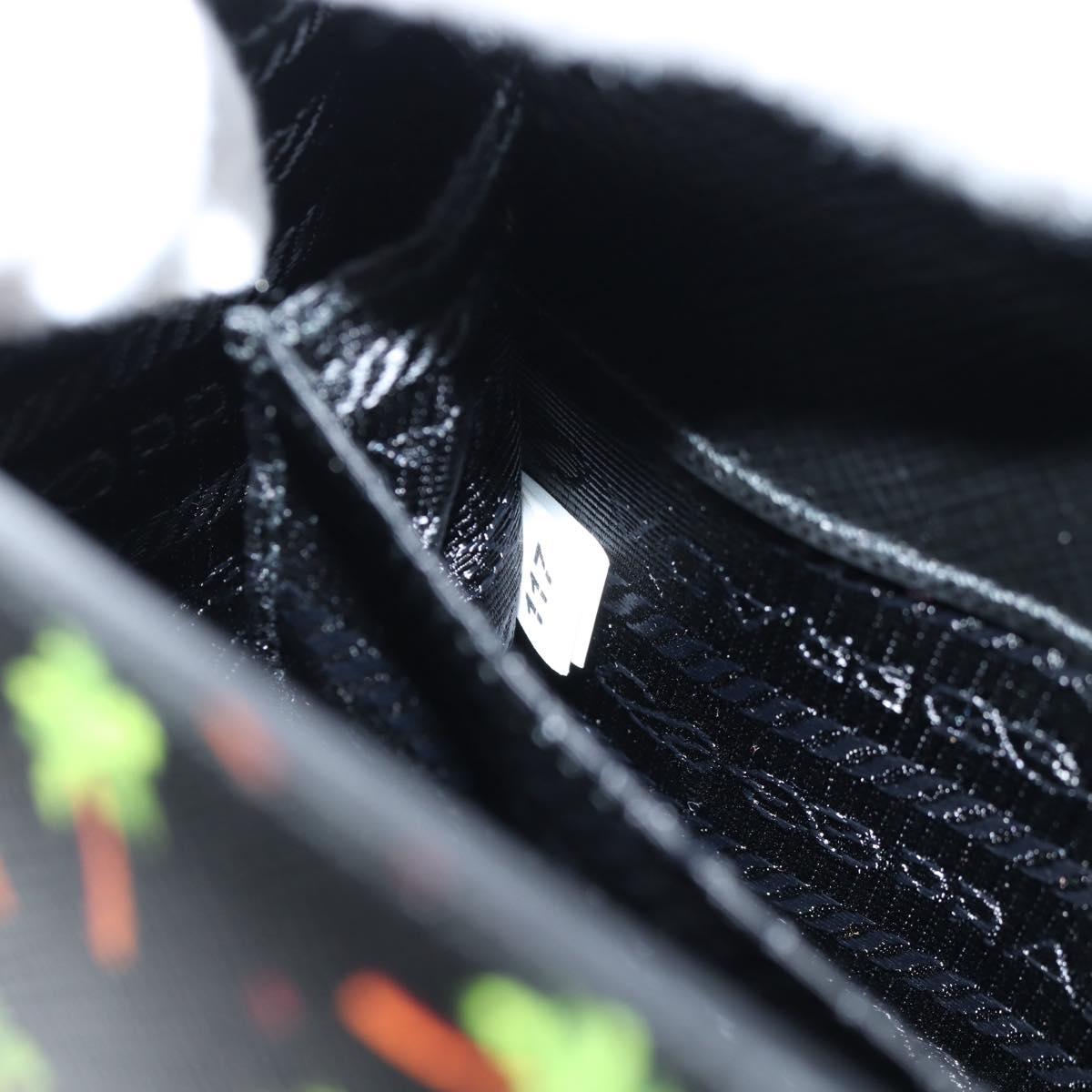 PRADA Shoulder Bag Leather Black Gold Auth 134572V