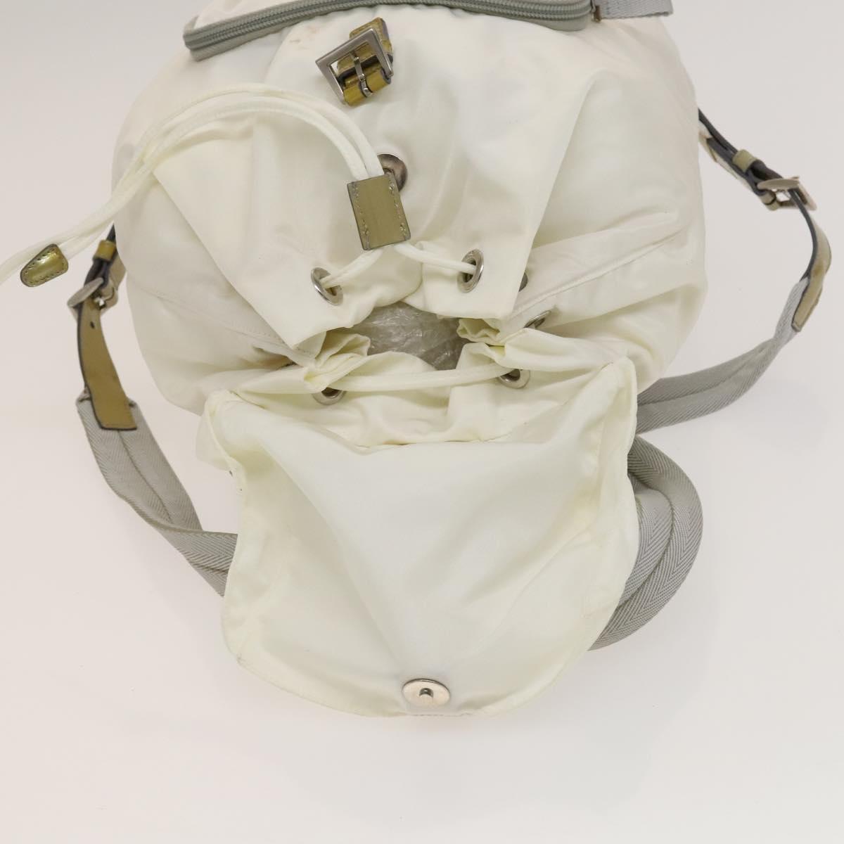 PRADA Backpack Nylon White Silver Auth 134573