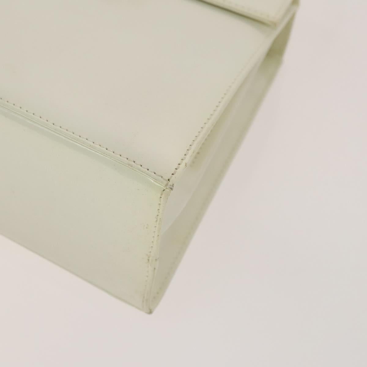 Salvatore Ferragamo Gancini Hand Bag Leather 2way White Gold Auth 134575