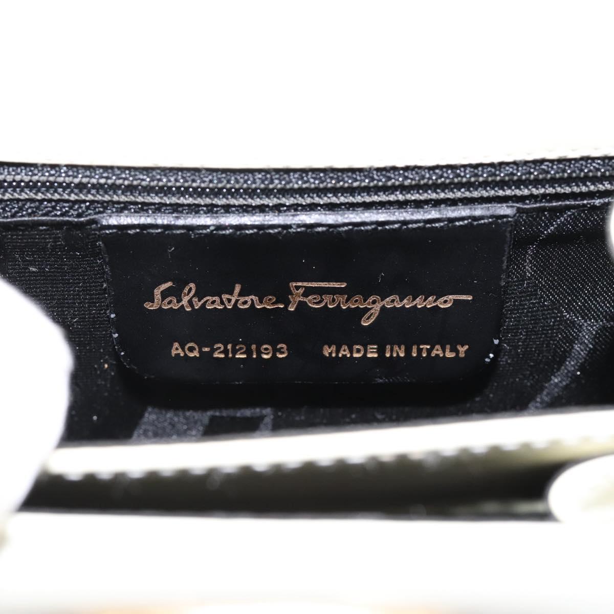 Salvatore Ferragamo Gancini Hand Bag Leather 2way White Gold Auth 134575