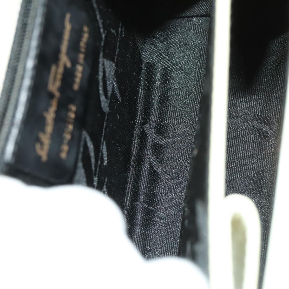 Salvatore Ferragamo Gancini Hand Bag Leather 2way White Gold Auth 134575