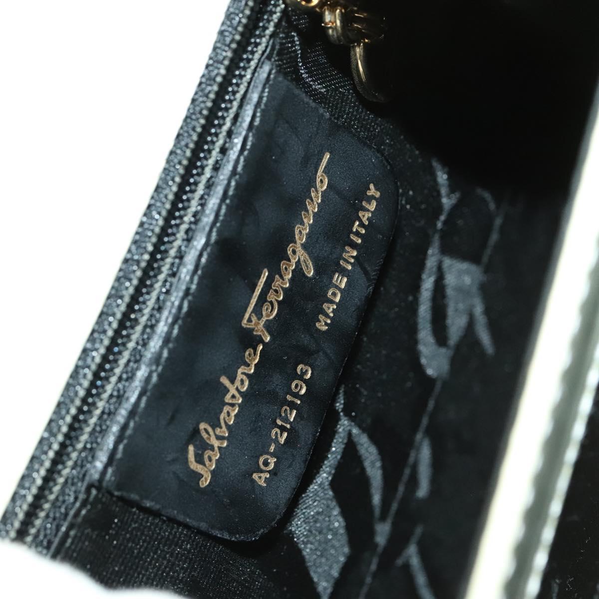 Salvatore Ferragamo Gancini Hand Bag Leather 2way White Gold Auth 134575