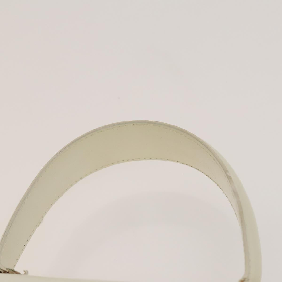 Salvatore Ferragamo Gancini Hand Bag Leather 2way White Gold Auth 134575