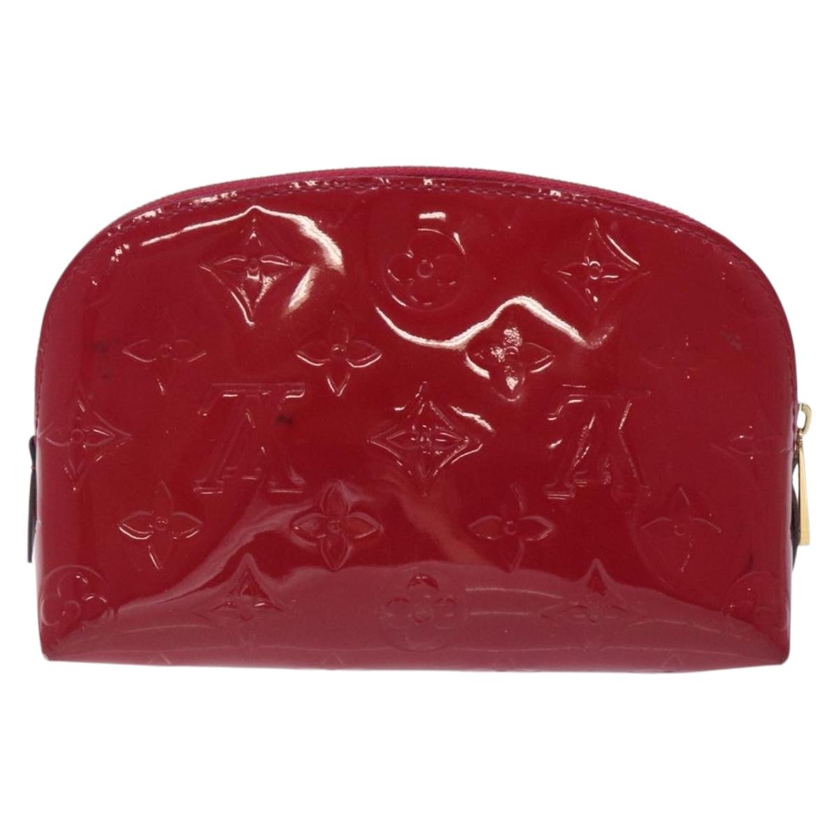 LOUIS VUITTON Monogram Vernis Pochette Cosmetic Rose Indian M90009 Auth 134589