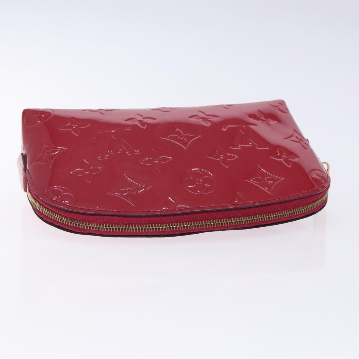 LOUIS VUITTON Monogram Vernis Pochette Cosmetic Rose Indian M90009 Auth 134589