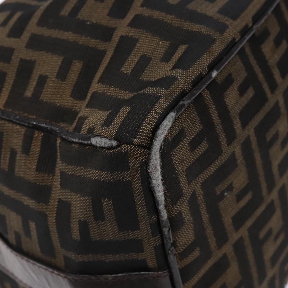 FENDI Zucca Canvas Hand Bag Black Brown Auth 134606