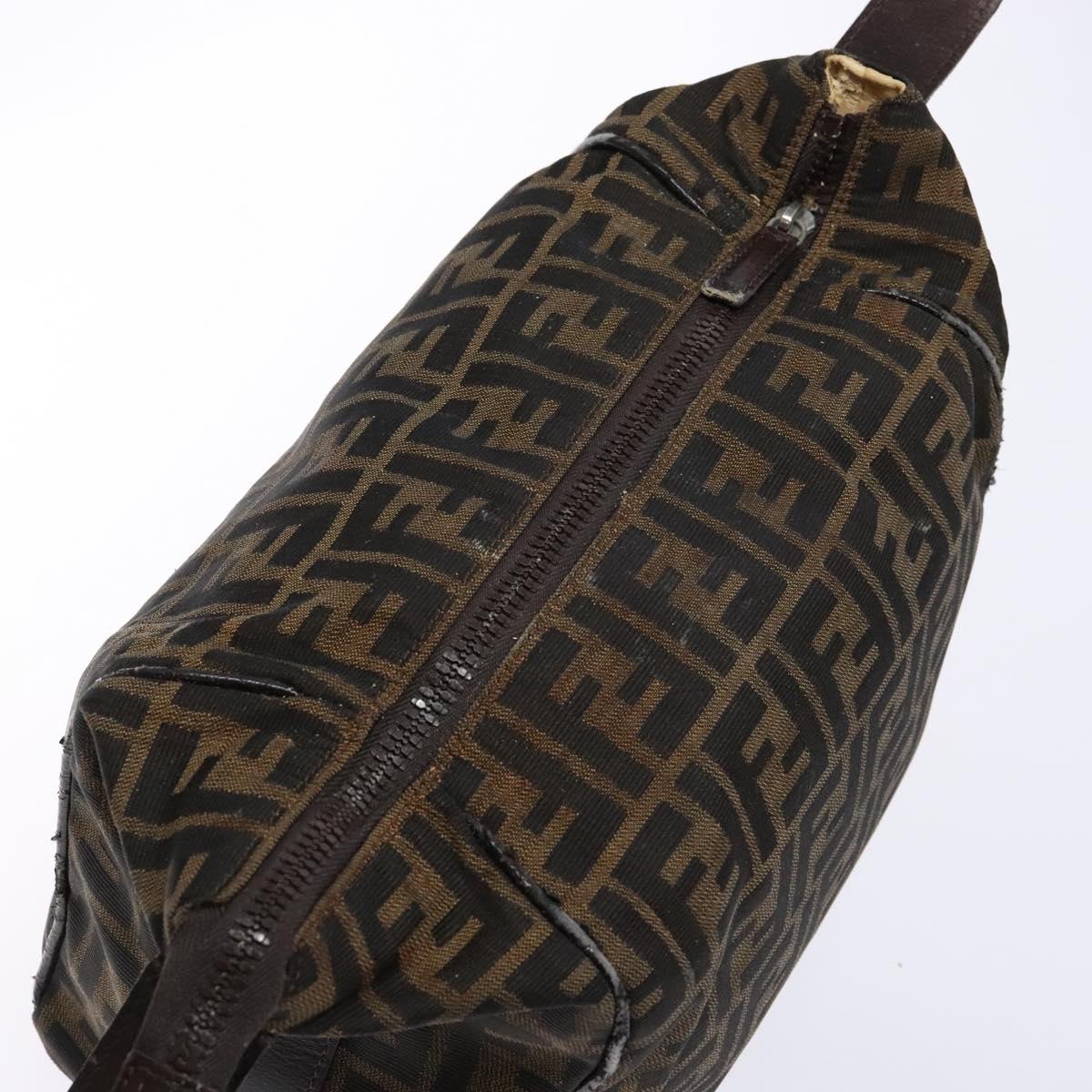 FENDI Zucca Canvas Hand Bag Black Brown Auth 134606