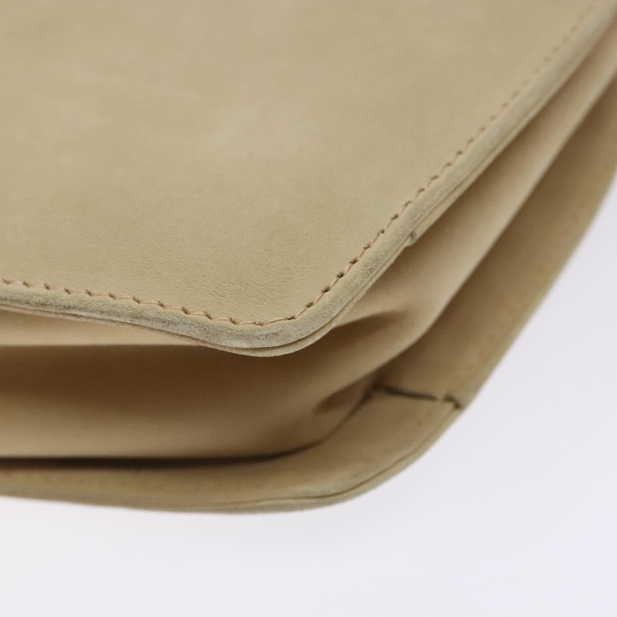 Salvatore Ferragamo Hand Bag Suede Beige Gold Auth 134611
